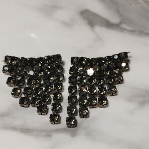 Elegant Black Crystal Dangle Earrings